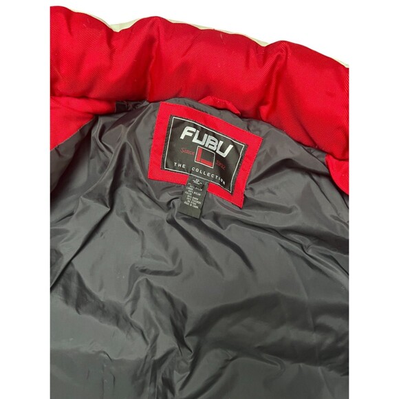 VTG 90s Y2K FUBU Down Racing Puffer Jacket Streetwear XL Red/Gray THE COLLECTION - Picture 9 of 16